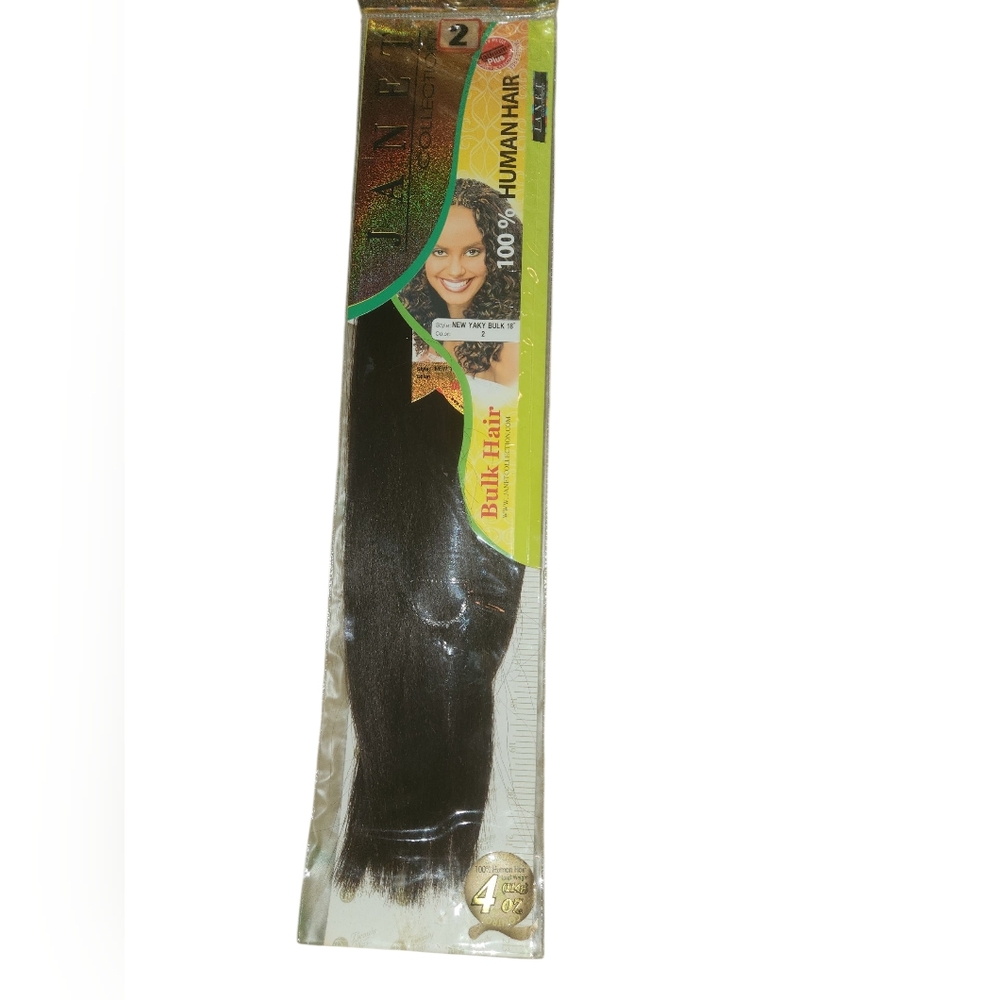 Janet Collection 100% Human Hair New Yaky Bulk 18" Color #2